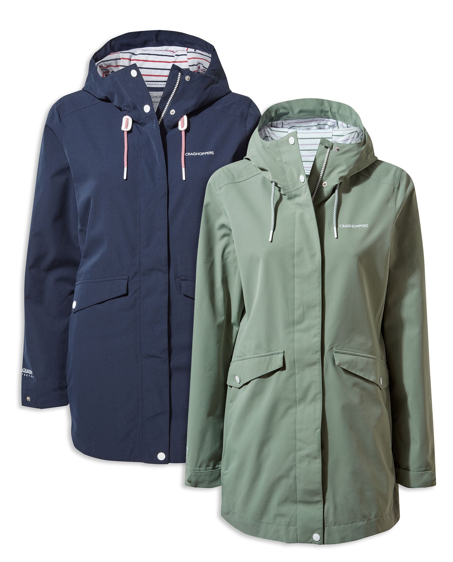 Craghoppers Salia Waterproof Jacket | Sage Green, Blue Navy