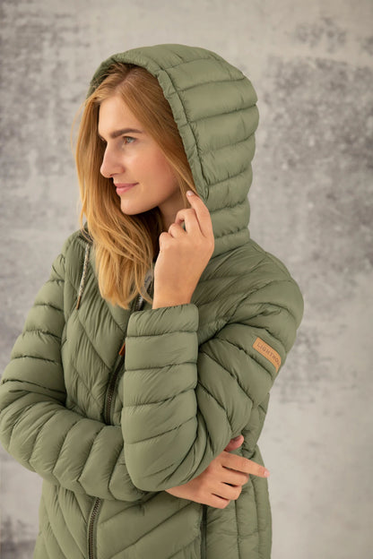 Hooded Laurel Ladies Quilted Synthetic Down Duvet Coat by Lighthouse