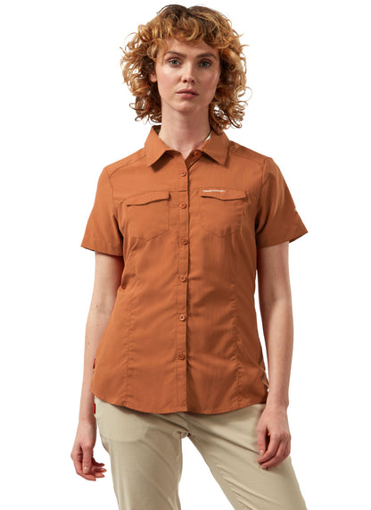 Toasted Pecan Craghoppers NosiLife Adventure Ladies Short Sleeved Shirt