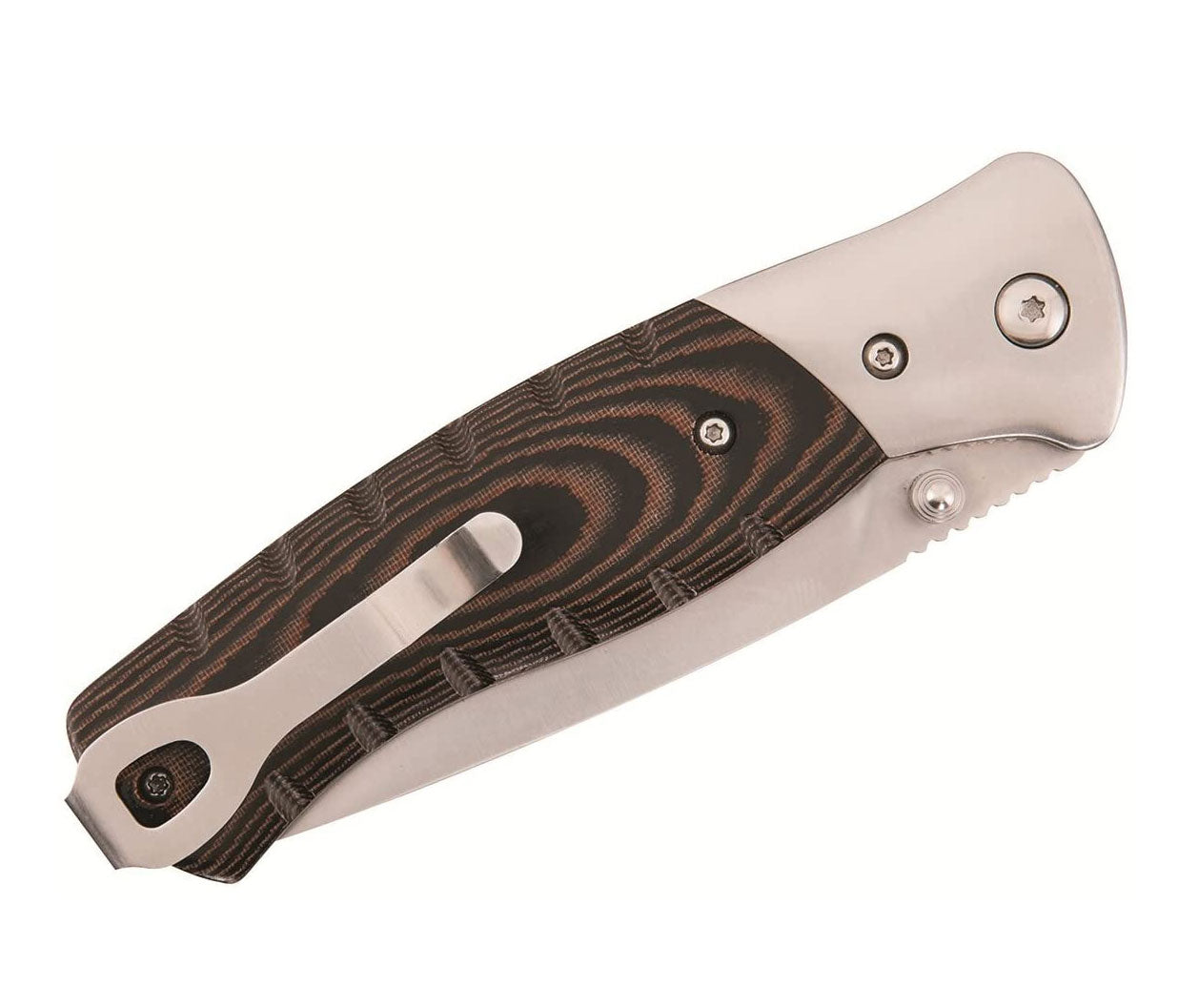 Folded with clip Buck Small Folding Selkirk Knife