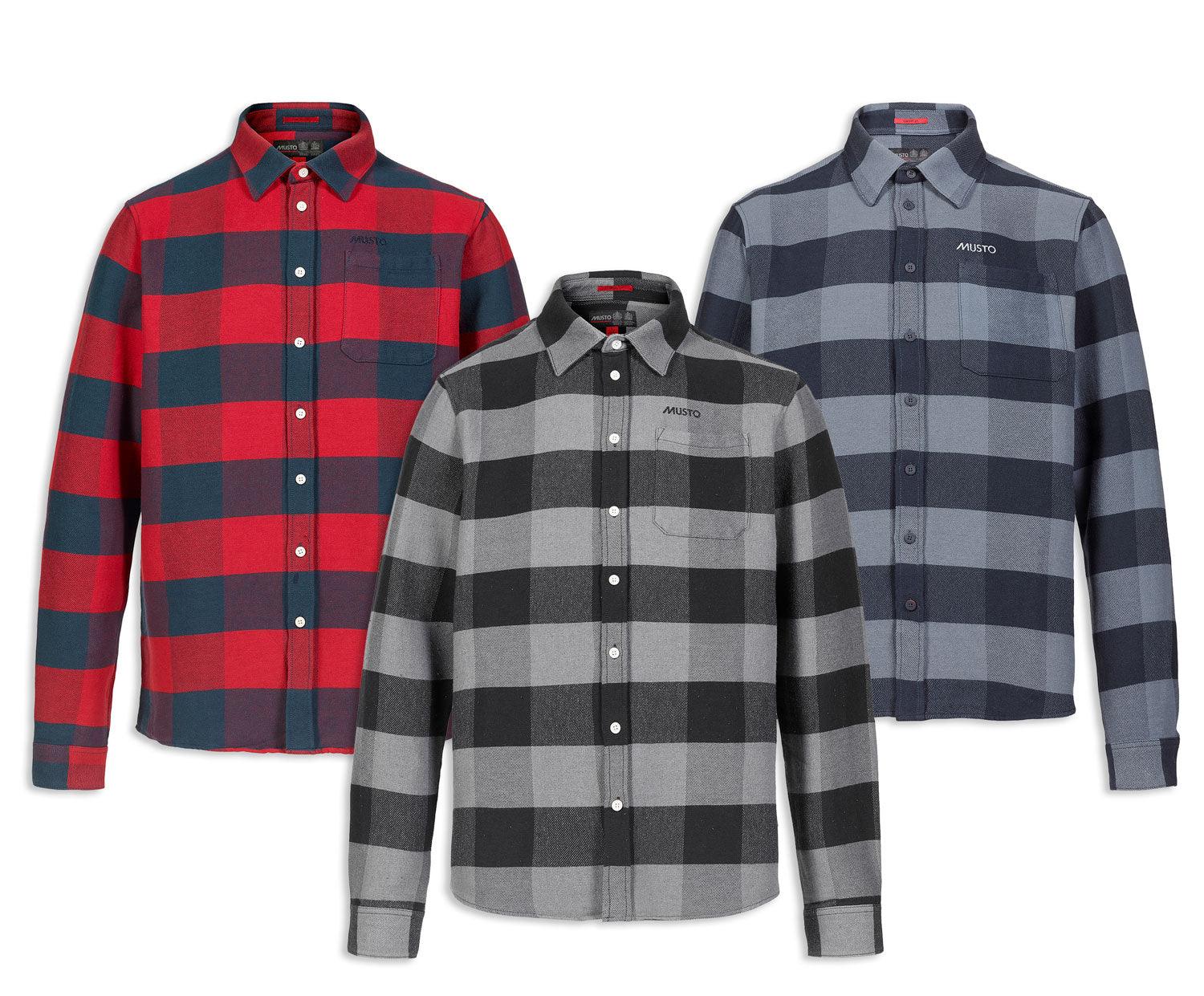 Musto Marina Flannel Shirt | Red, Slate Blue, Shadow