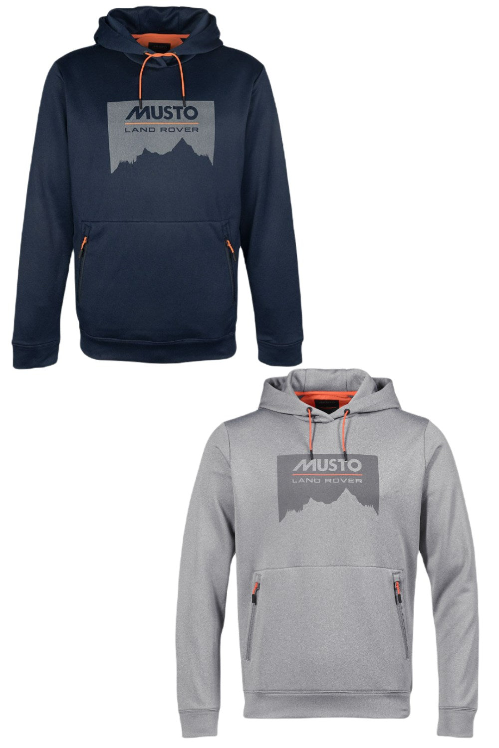 Musto Land Rover Hoodie in Navy, Grey Melange