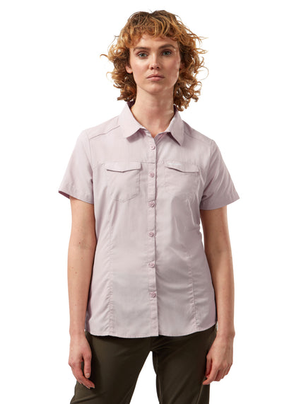 Brushed Lilac Craghoppers NosiLife Adventure Ladies Short Sleeved Shirt