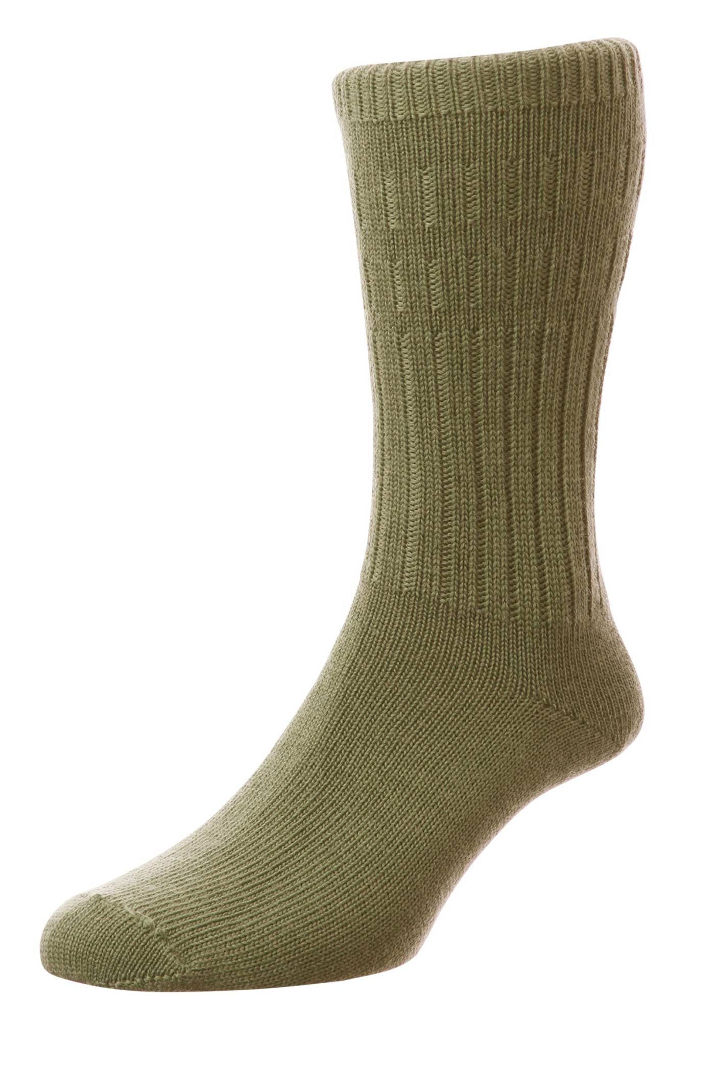 Olive HJ Hall Thermal SoftTop Socks | Wool Rich 