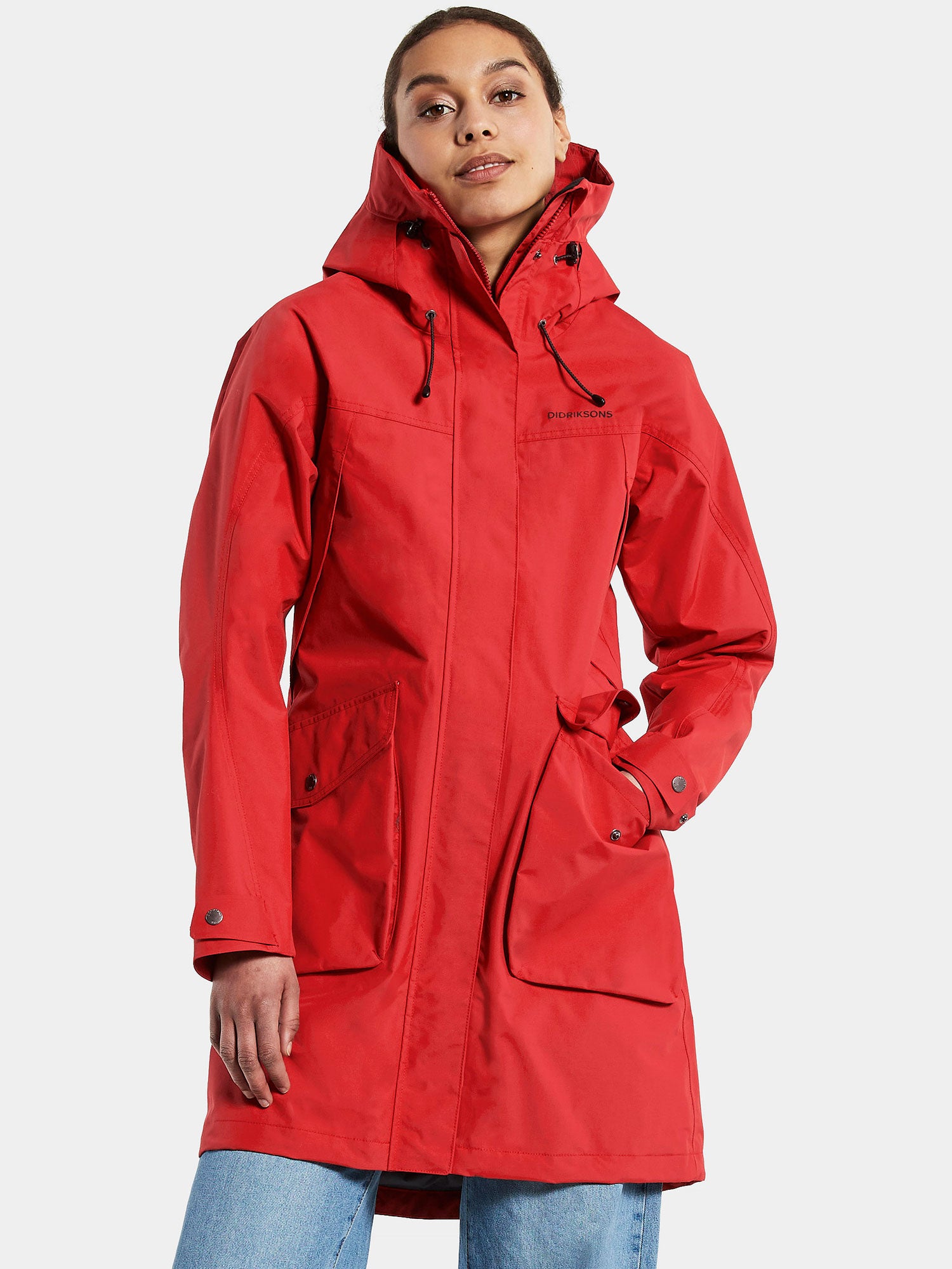 Ladies red cheap parka coat