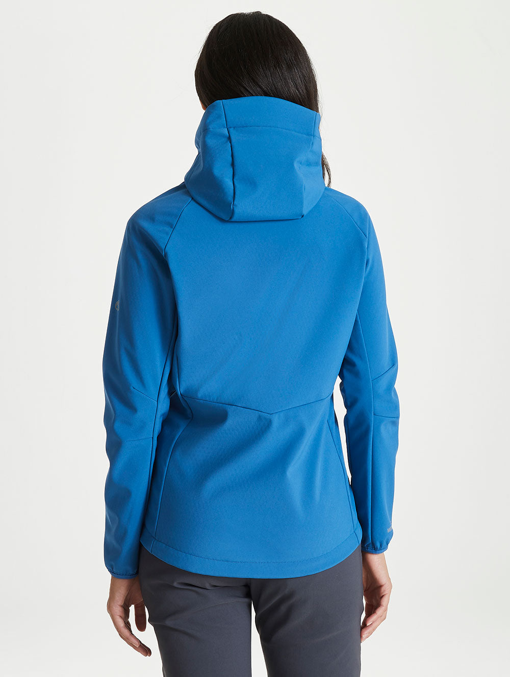 Back showing hood Craghoppers Kalti Waterproof Softshell Jacket | Yale Blue