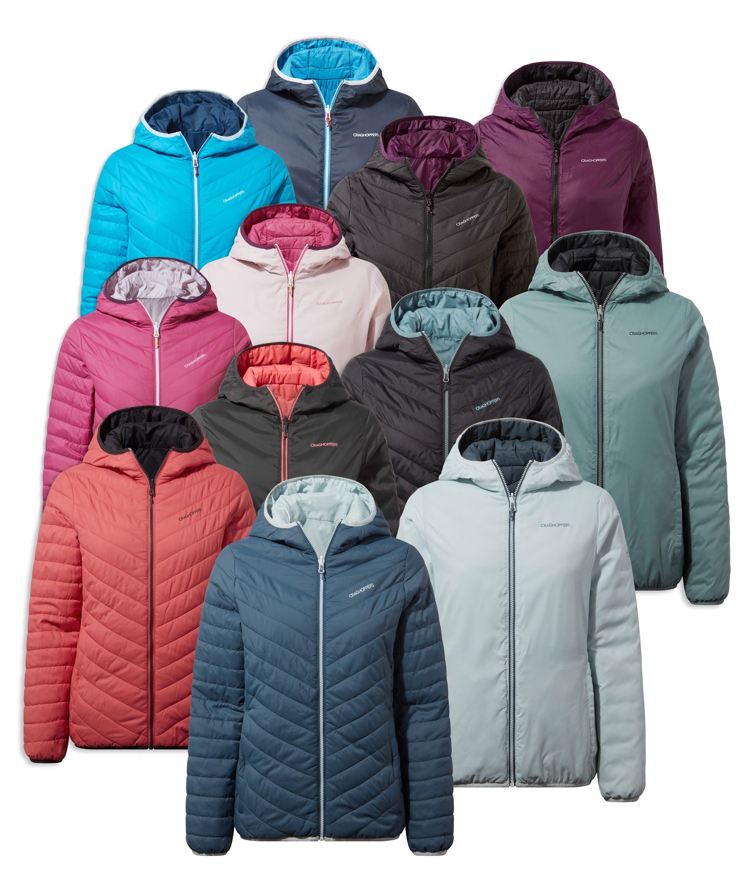 Craghoppers Ladies Compresslite V Jacket | Black, Prussian Blue, Dusty Coral,  Black / Potent Plum, Raspberry / Pink,  Med Blue / Navy