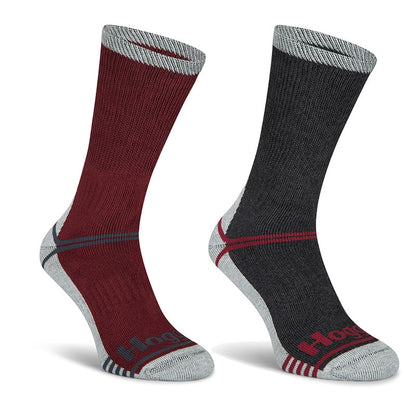 Burgundy Charcoal Hoggs of Fife Field and Outdoor Coolmax Socks | Twin Pack