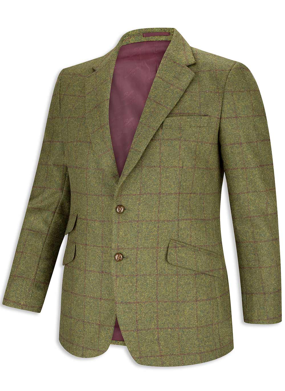Hoggs of Fife Tummel Tweed Sports Jacket | Olive/ Wine