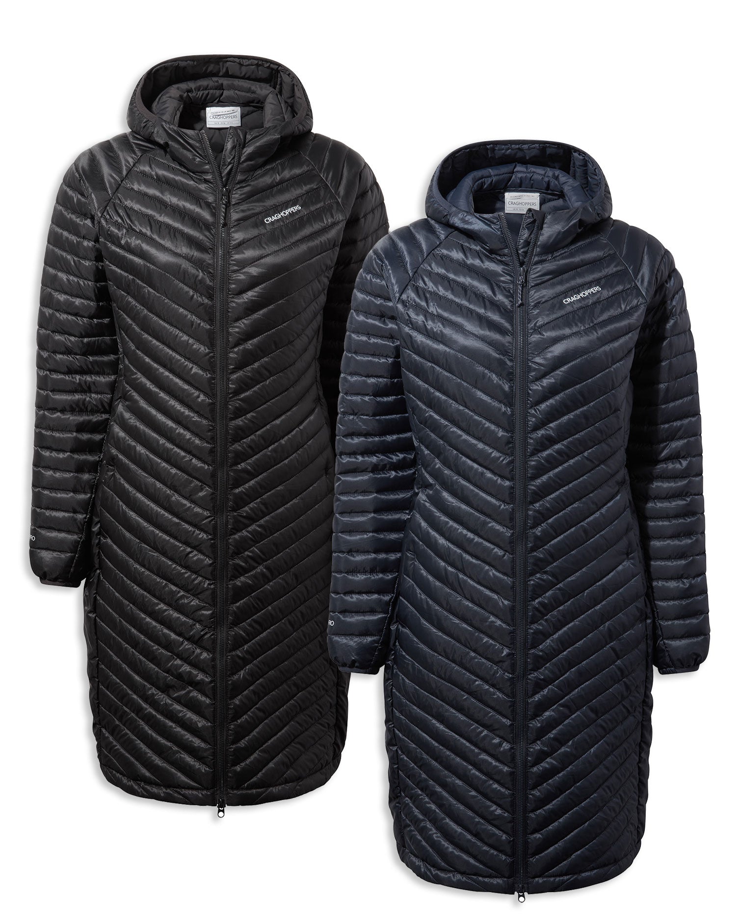 Craghoppers Long ExpoLite Quilted Coat | Blue Navy, Black