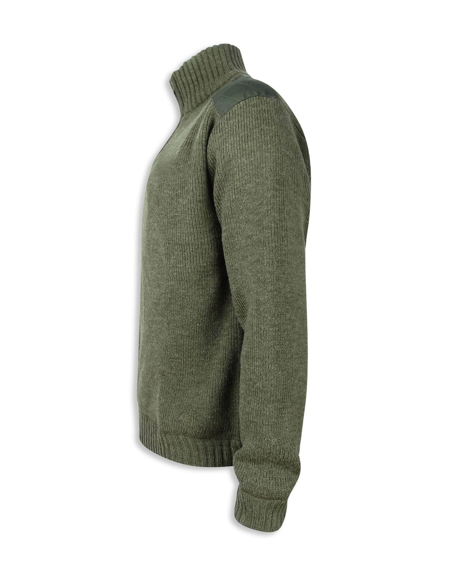 Shoulder patches Hebrides Zip Neck Wind Block Sweater by Hoggs of Fife