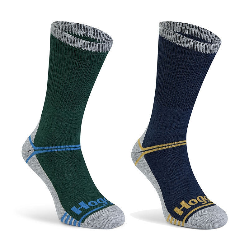 Green navy Hoggs of Fife Field and Outdoor Coolmax Socks | Twin Pack