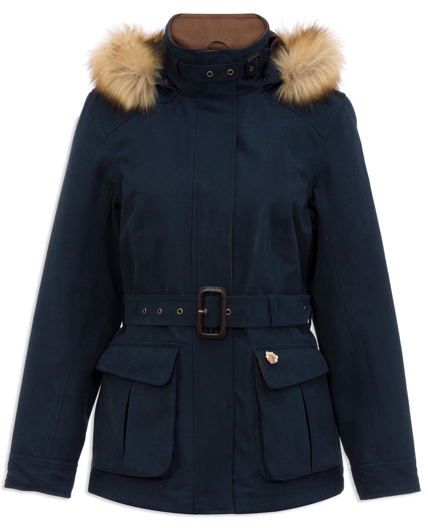 navy Alan Paine Berwick Jacket with Faux Fur Trim 