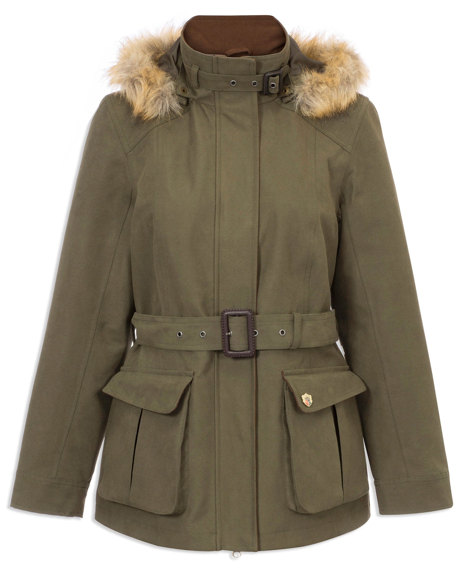 olive Alan Paine Berwick Jacket with Faux Fur Trim 