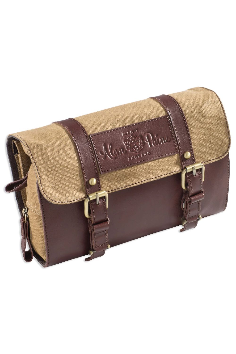 Alan Paine Canvas Multi-Pocket Wash Bag in Sand