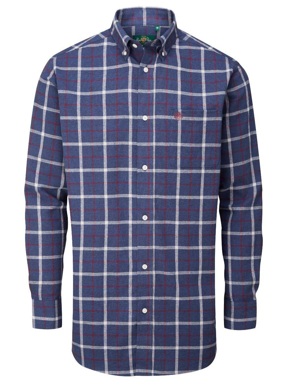Alan Paine Ilkley Flannel Button-Down Collar Shirt - Blue 