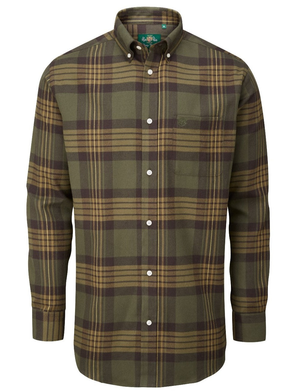 Alan Paine Ilkley Flannel Button-Down Collar Shirt - Olive 