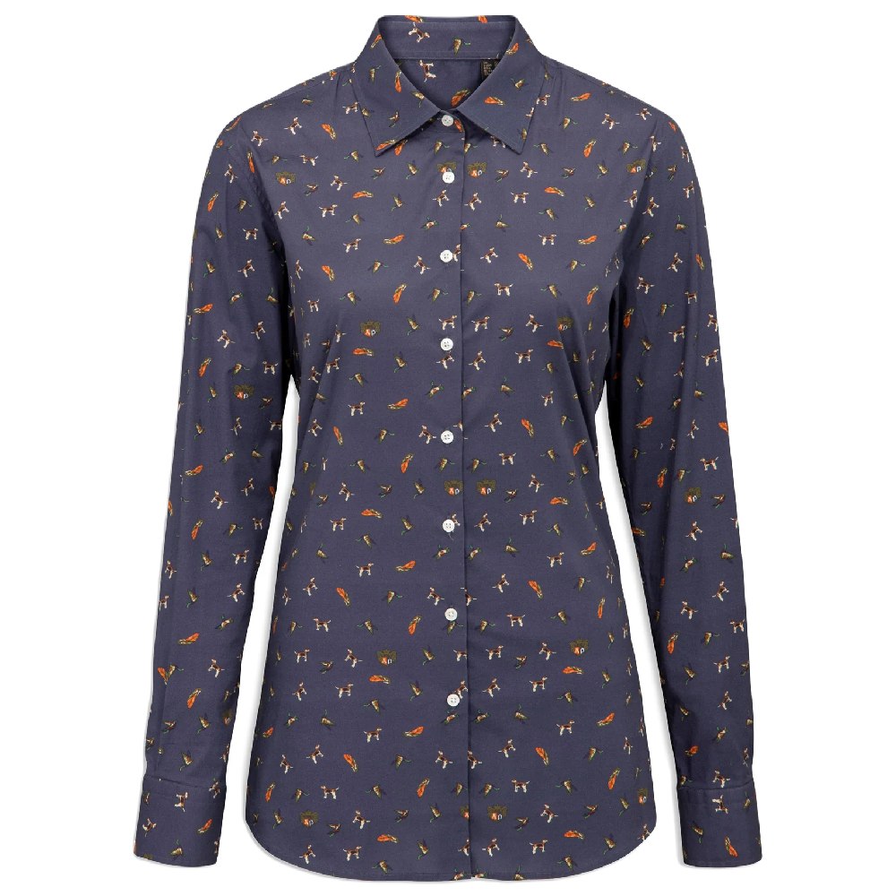 Alan Paine Ladies Lawen Printed Shirt in Navy Print 