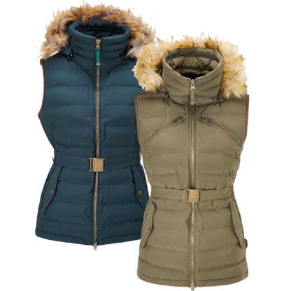 Alan Paine Calsall Ladies hooded Waistcoat in Navy and Olive 