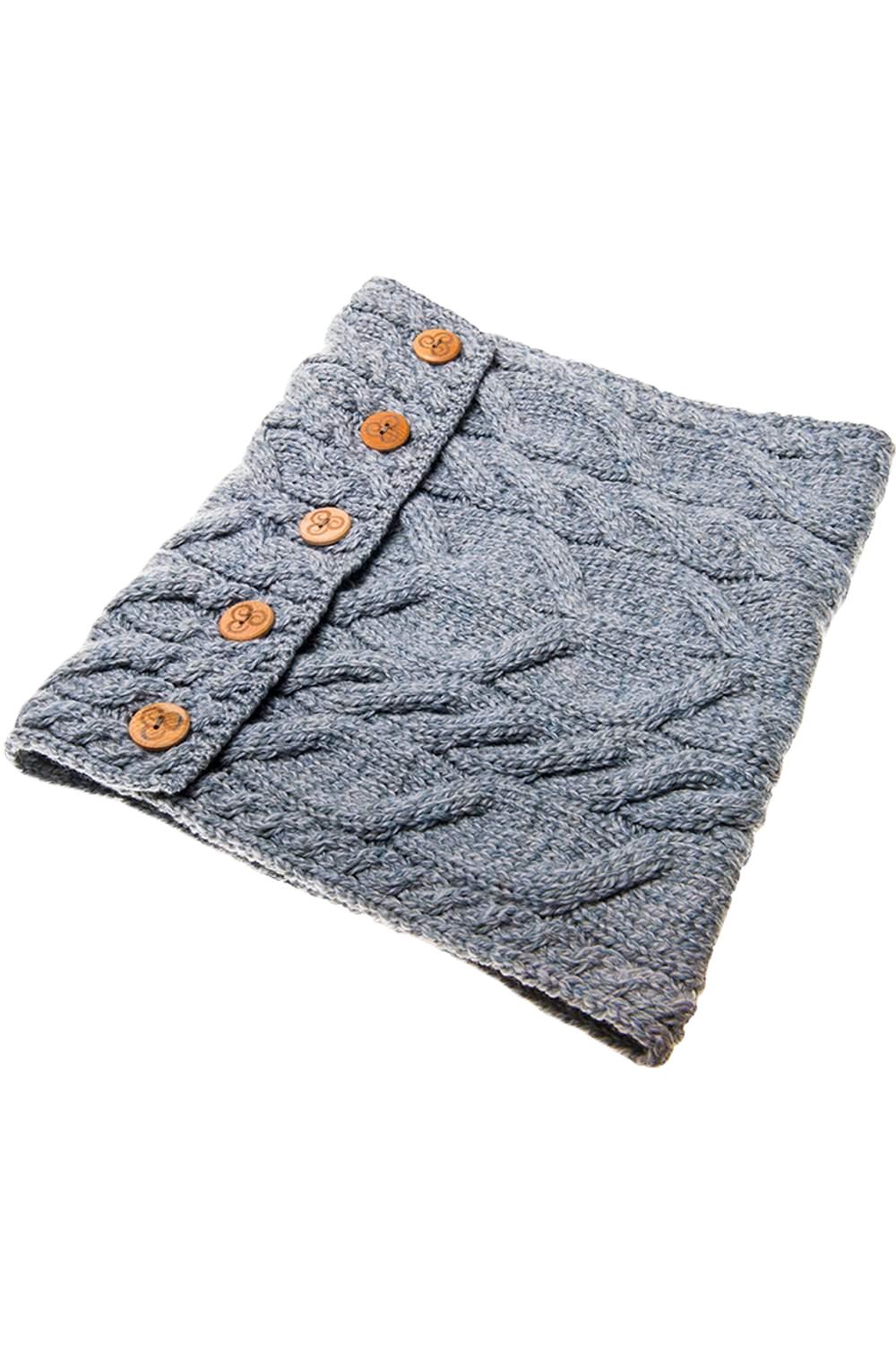 Aran Merino Wool Button Snood in Grey 