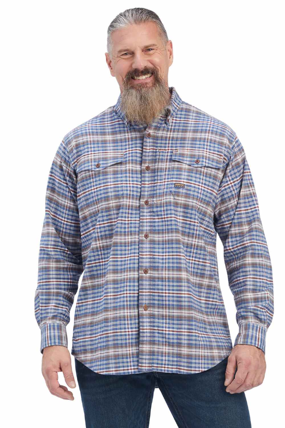 Ariat Rebar Flannel Durastretch Work Shirt in Alloy Grey 