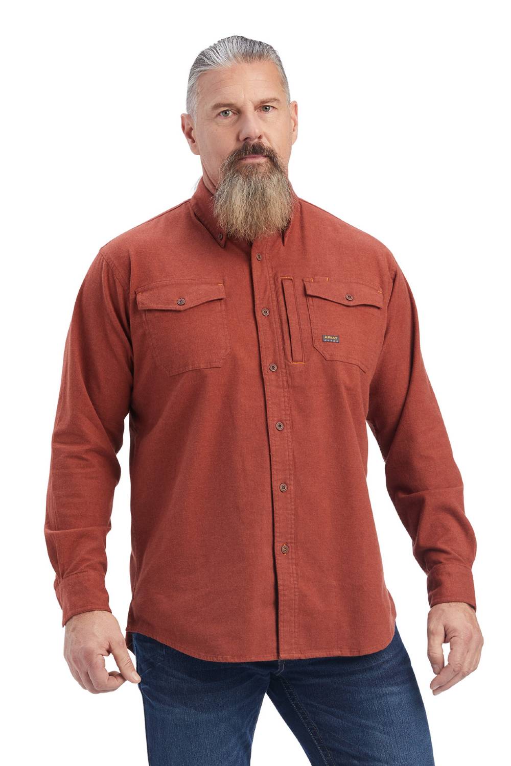 Ariat Rebar Flannel Durastretch Work Shirt- Cherry 