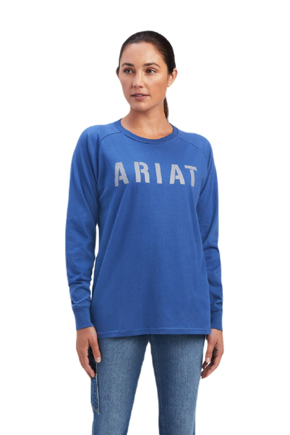 Ariat Rebar Ladies CottonStrong Block T-Shirt in True Navy/Alloy 