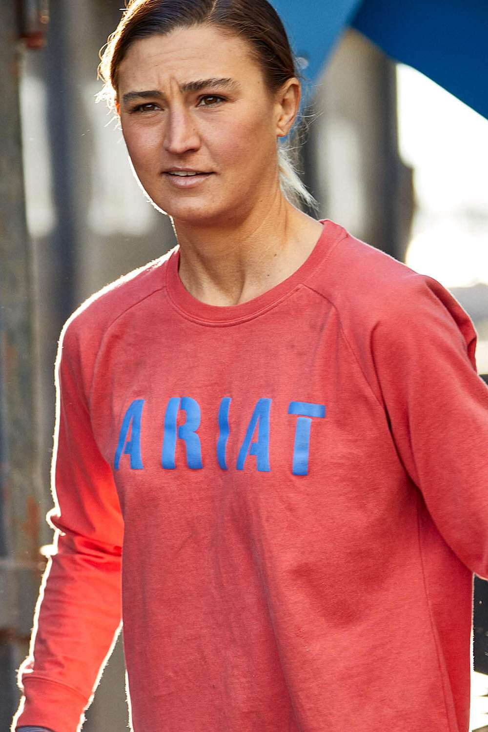Ariat Rebar Ladies CottonStrong Block T-Shirt in Baked Apple/True Navy 