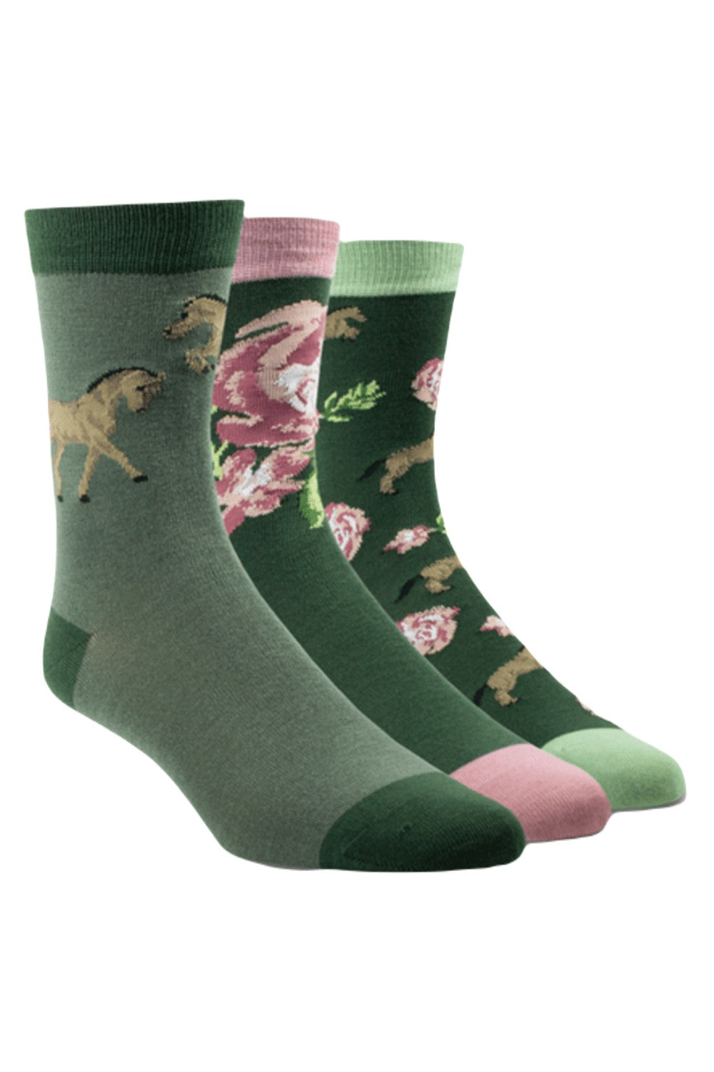 Ariat Womens Charm Crew Socks In Floral Horse 