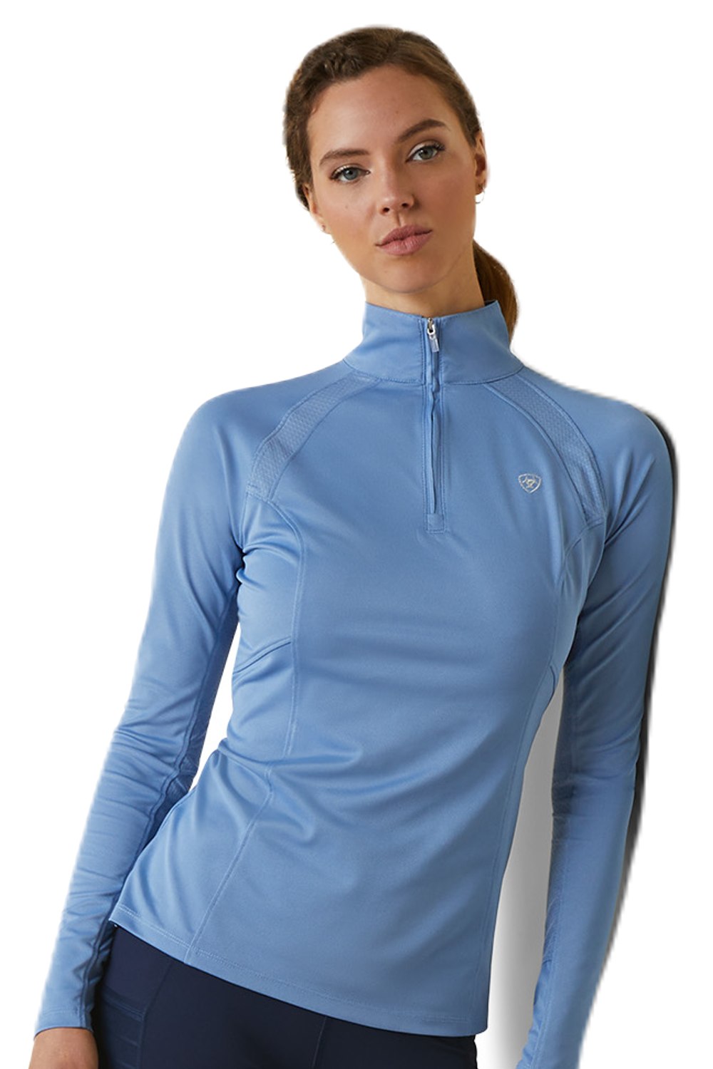 Ariat Womens Sunstopper 2.0 Quarter Zip Baselayer In Ashleigh Blue 