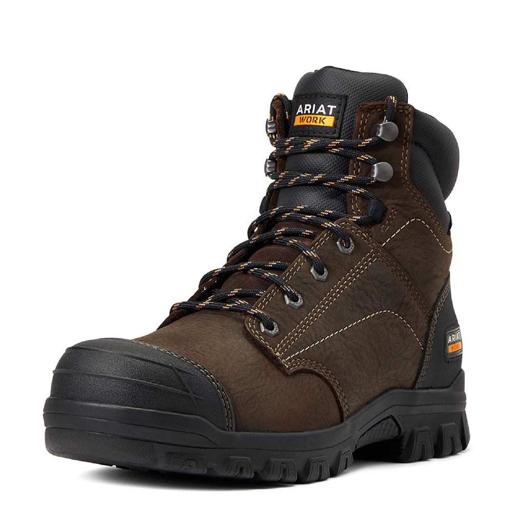 Ariat Mens Treadfast 6inch Waterproof Steel Toe Work Boots in Dark Brown