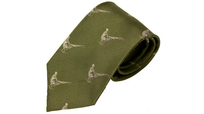 Bisley Silk Tie in No. 17 Green Pheasants