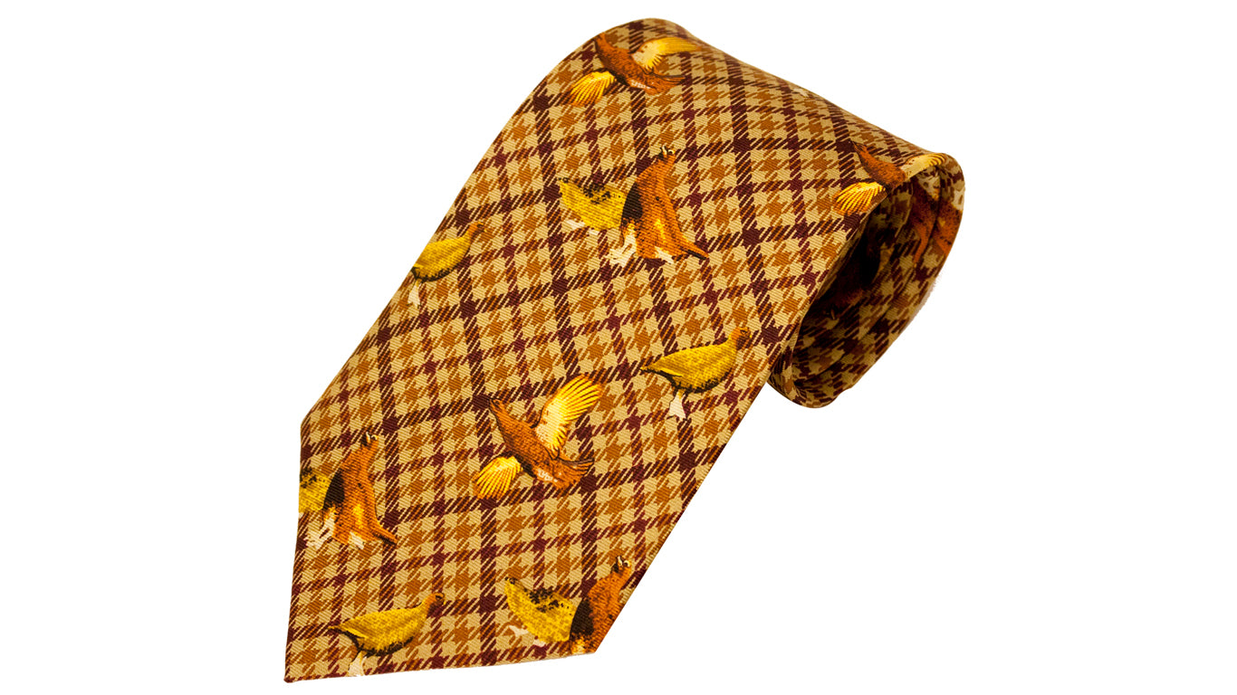 Bisley Silk Tie in No. 23 Brown Grouse