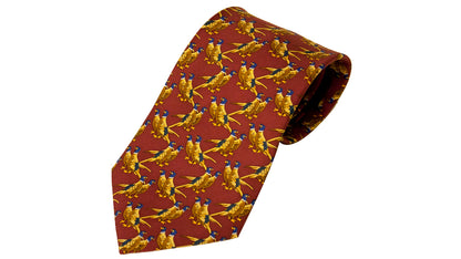 Bisley Silk Tie in No. 37 Solid Red Pheasants