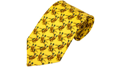 Bisley Silk Tie in No. 38 Solid Yelllow Pheasants