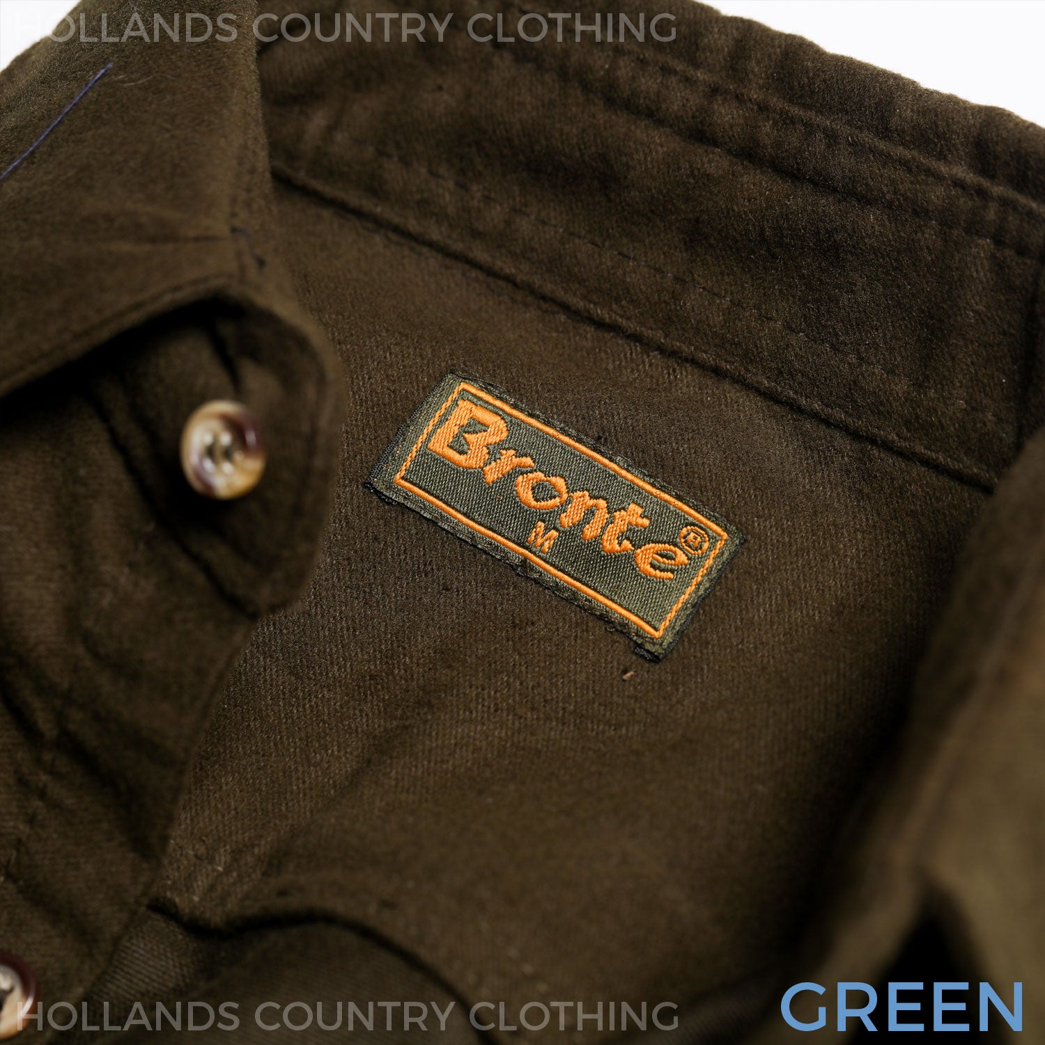 Bronte Moleskin Country Shirt in green collar detail 