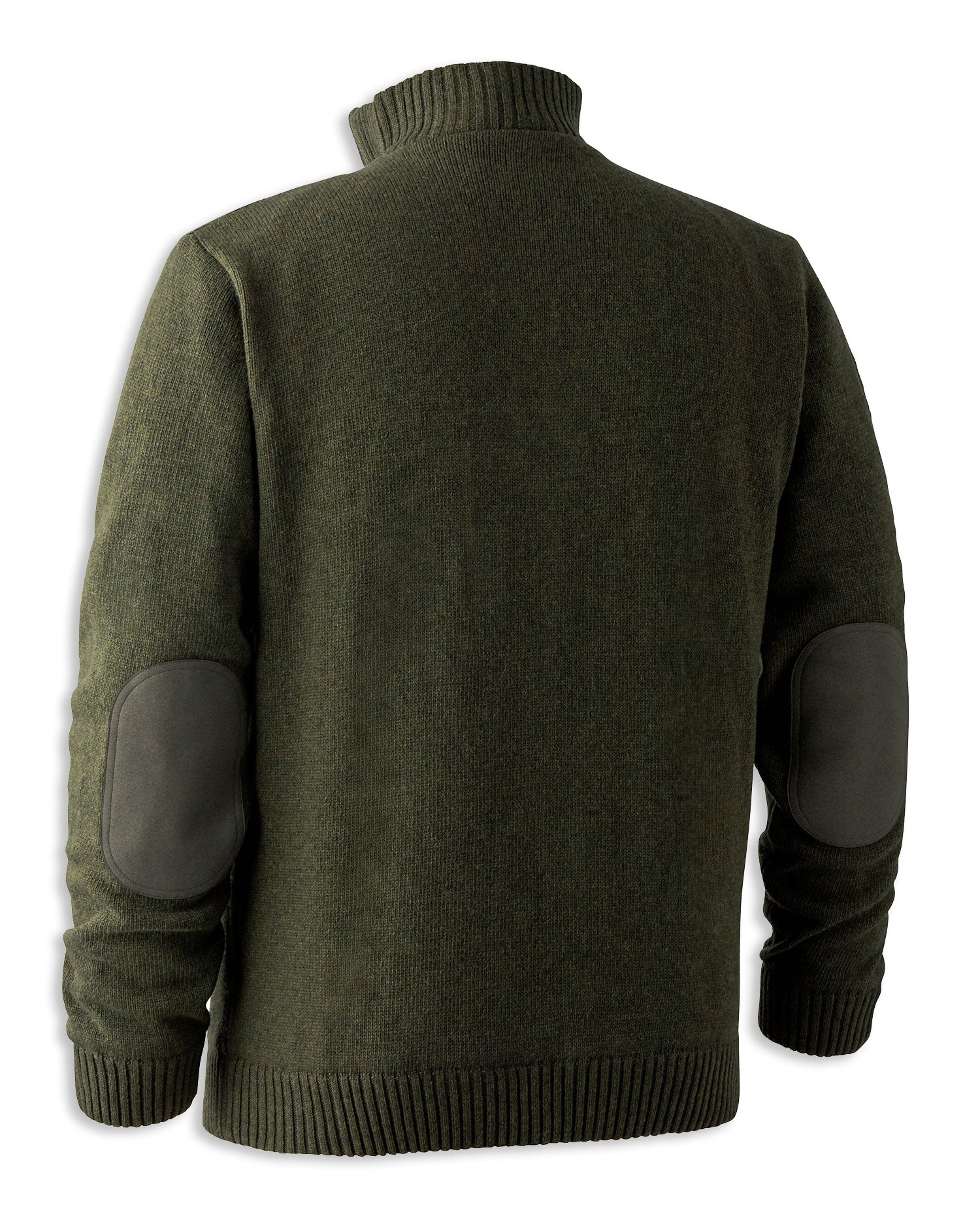 Back Green Melange Deerhunter Carlisle Knit with Stormliner Zip Neck Sweater 