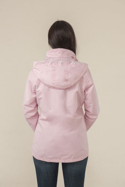 rear view of coat with hood down
