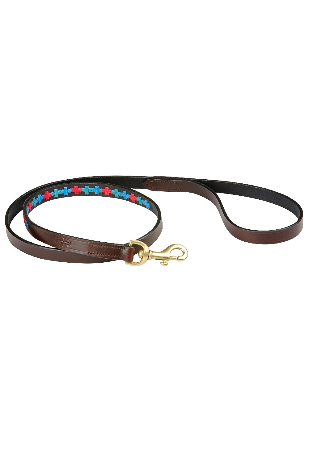 WeatherBeeta Polo Leather Dog Lead in Beaufort Brown/Emerald/Pink/Blue