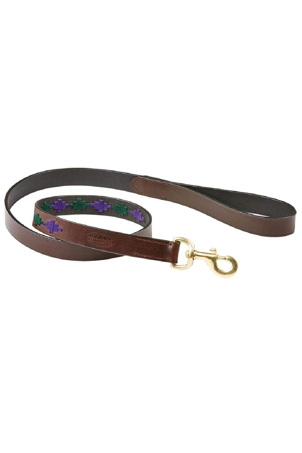 WeatherBeeta Polo Leather Dog Lead in Beaufort Brown/Purple/Teal