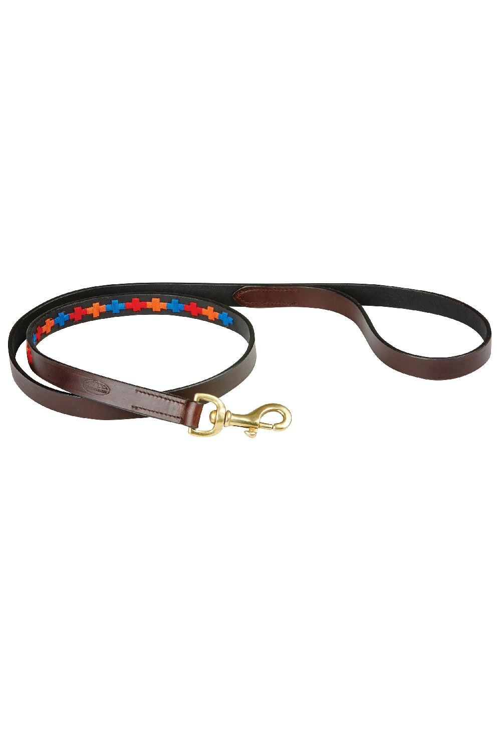 WeatherBeeta Polo Leather Dog Lead in Beaufort Brown/Red/Orange/Blue