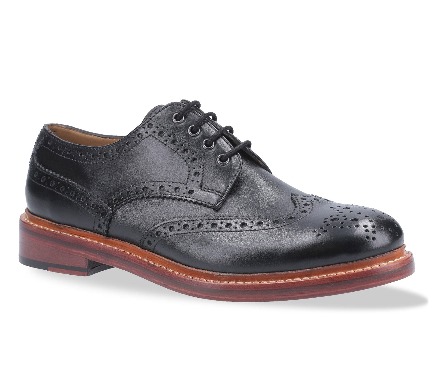 Black Cotswold Quenington All Leather Brogue Shoe