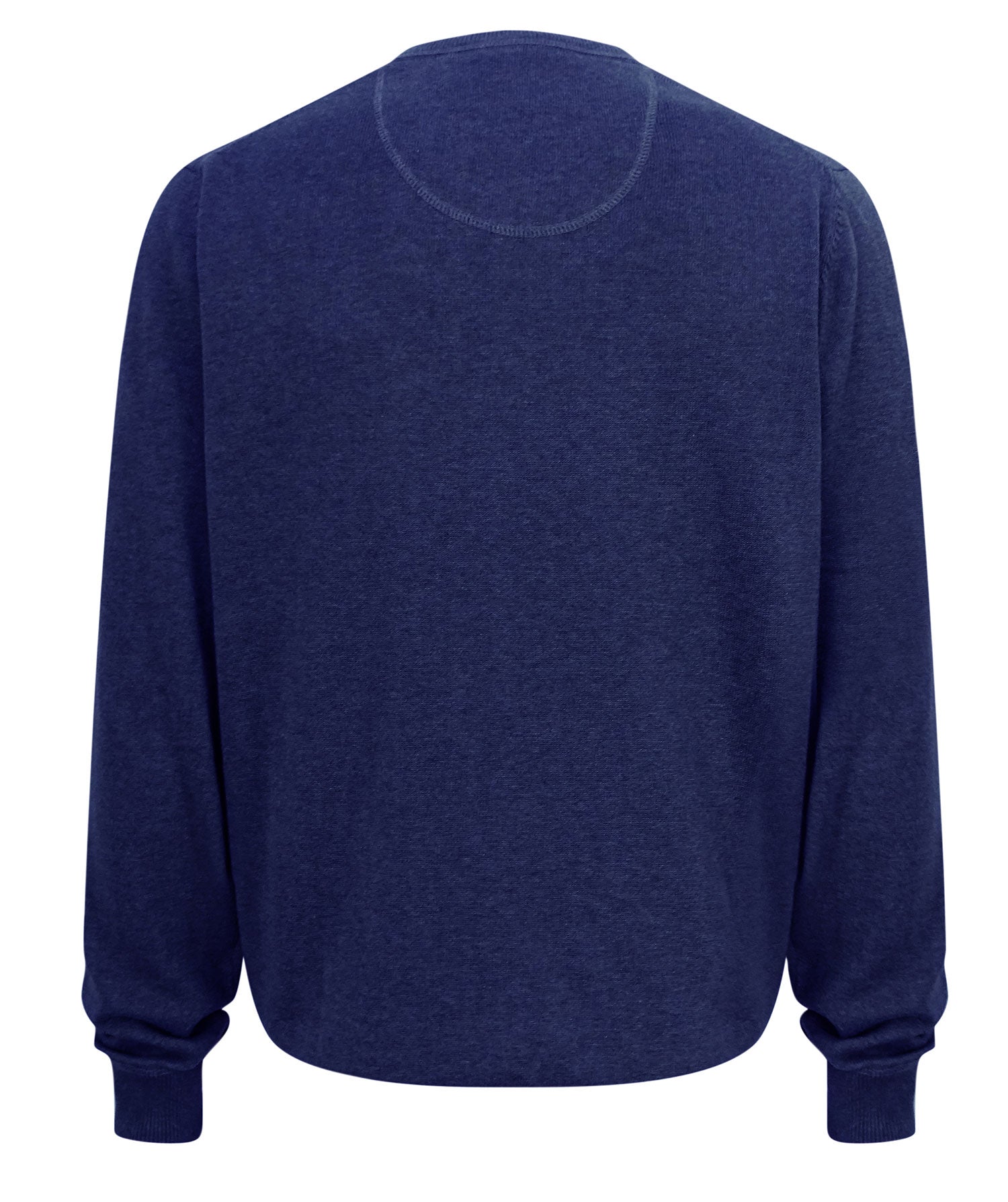 Navy Denim Stirling V Neck Cotton Sweater by Hoggs of Fife 