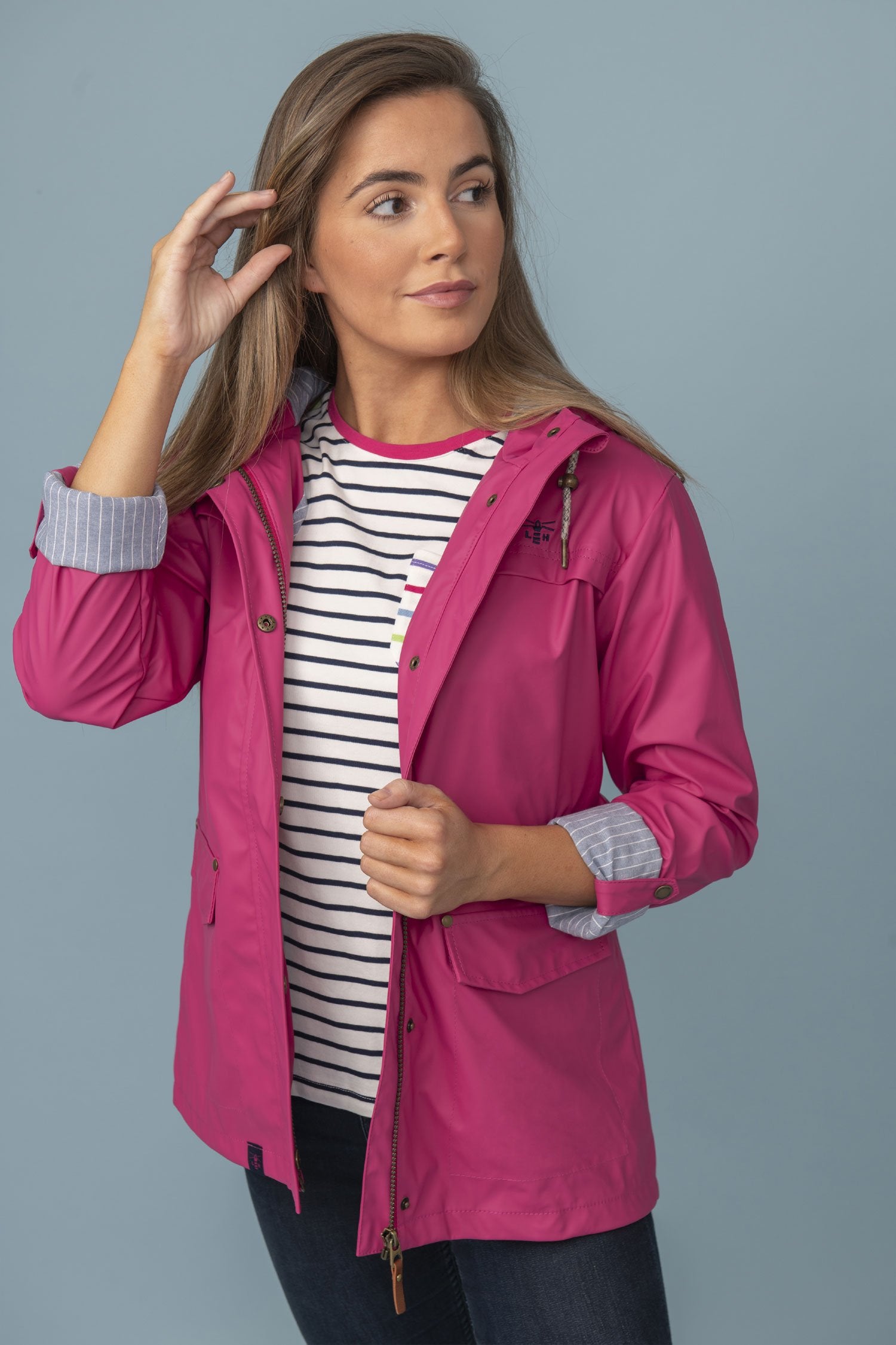 Lighthouse Bowline Short Rubberised Jacket | Raspberry 