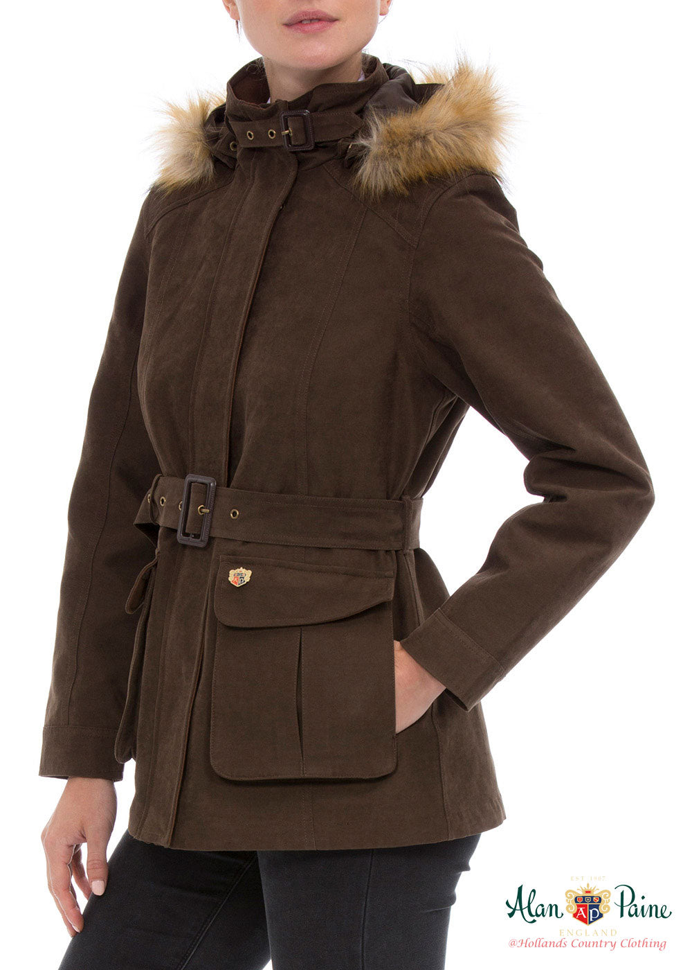 fur trim Alan Paine Berwick Jacket with Faux Fur Trim 