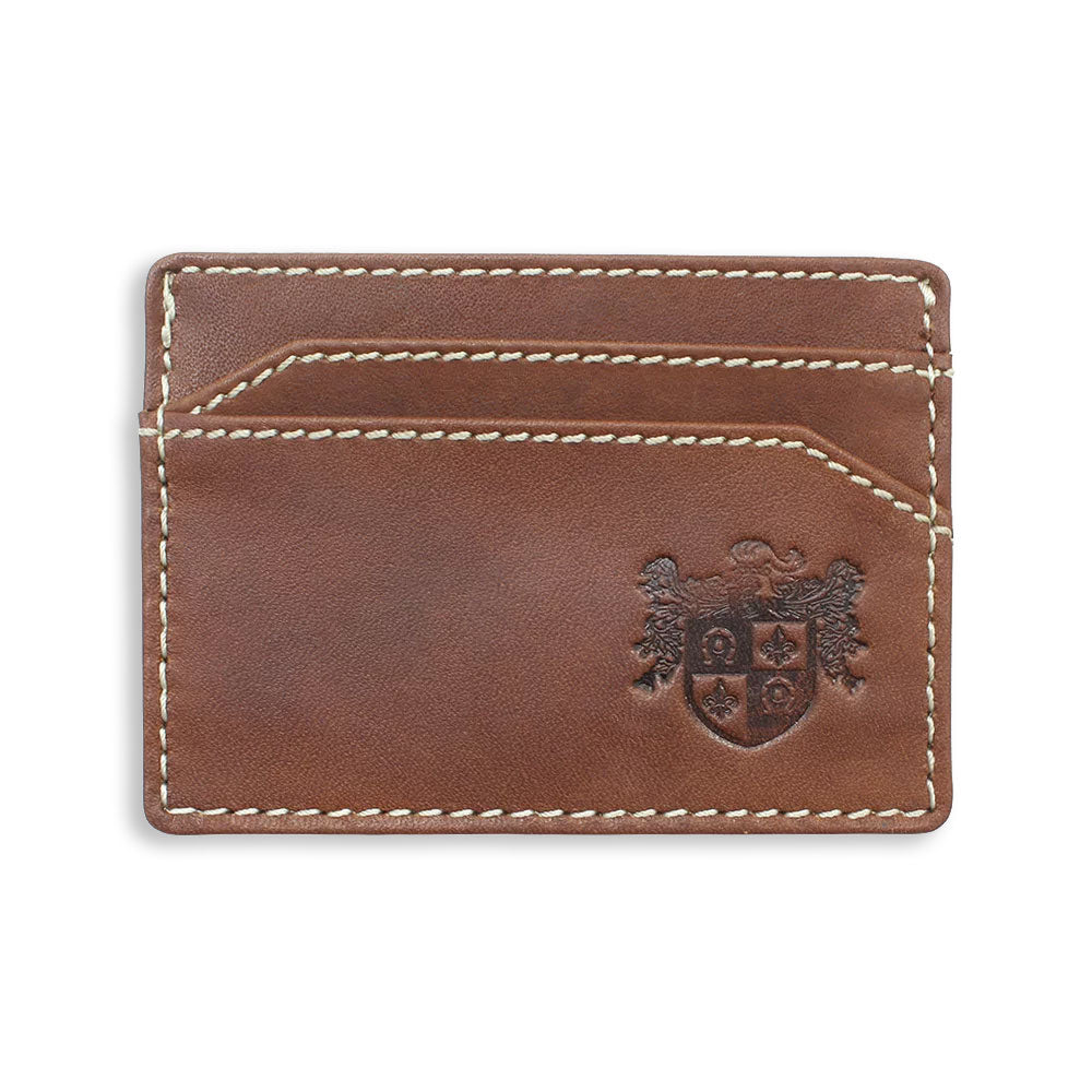 Twin slot brown leather card holder 