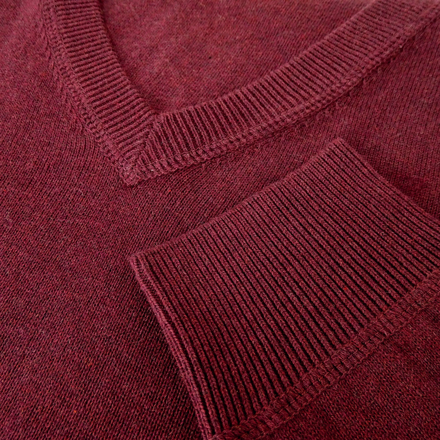 Burgundy Stirling V Neck Cotton Sweater by Hoggs of Fife 