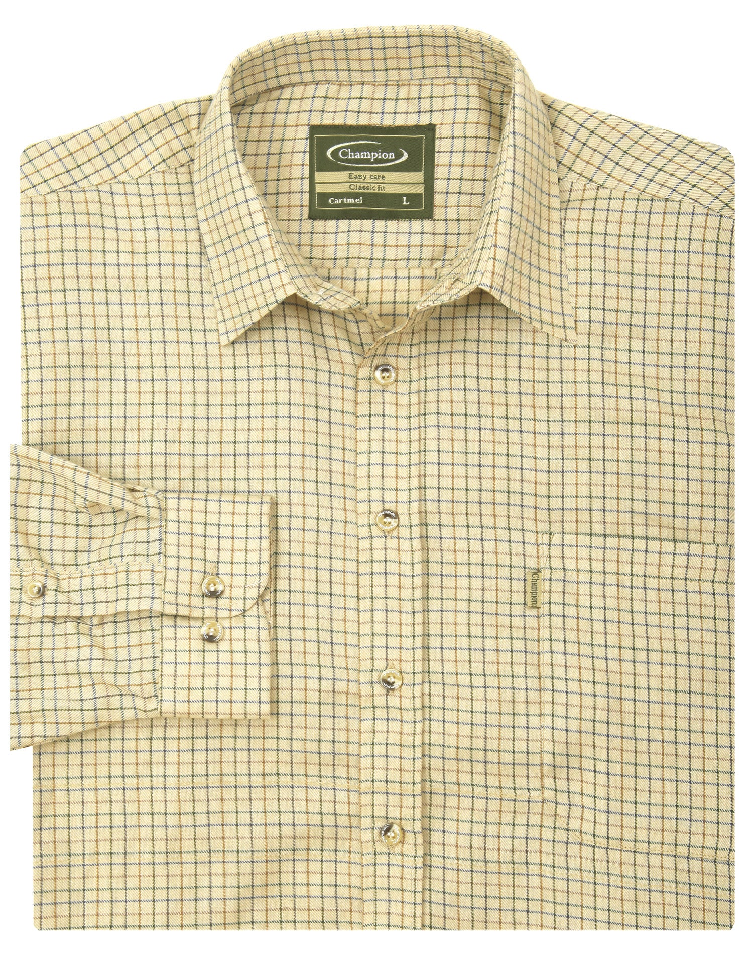 Champion Cartmel Field Tattersall Shirt in two colours stone and olive 