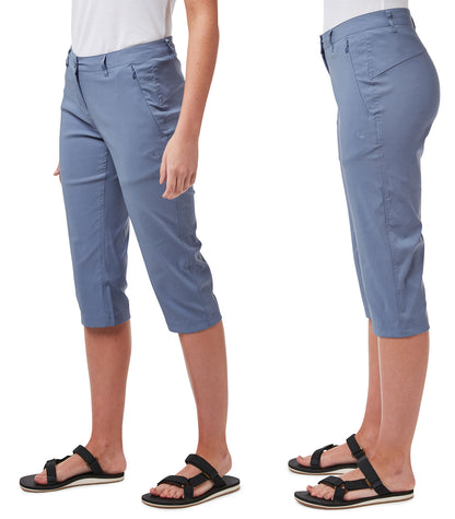 Paradise Blue Ladies Kiwi Pro Crop Trousers by Craghoppers 