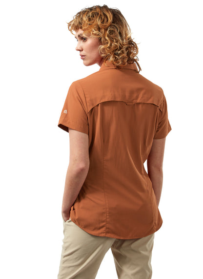 Back Toasted Pecan Craghoppers NosiLife Adventure Ladies Short Sleeved Shirt